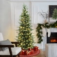 thumbnail image 6 of LuxenHome 7.5Ft Pre-Lit Green Slender Artificial Christmas Tree with Metal Stand, 6 of 9