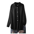 thumbnail image 5 of T Shirts for Women Casual Tops Plus Size Solid Pocket Loose Blouse Button Long Sleeve Tee Shirt Top, 5 of 6