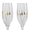 thumbnail image 2 of Topshelf Decorative Gold His and Hers Champagne Glasses - Bride and Groom Champagne Flutes - Set of 2, 2 of 2