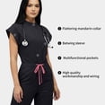 thumbnail image 3 of Niaahinn Women's Medical Scrub Jumpsuit - Mandarin Collar, with Drawstring Waist for Nursing Uniforms, 3 of 7