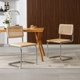 Zesthouse Woven Rattan Dining Chairs (Set of 2), Mid Century Modern Style with Chrome Legs ...