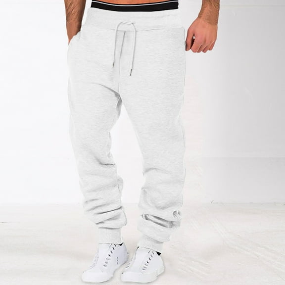 White Men'S Pants Mens Autumn And Winter High Street Fashion Leisure Loose Sports Running Solid Color Lace Up Pants Sweater Pants Trousers Sweatpants
