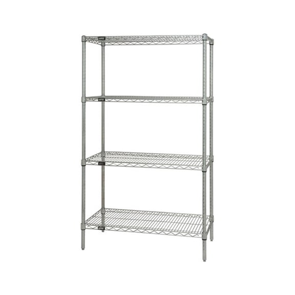 Quantum Storage Systems Wire Shelving 4 - Shelf Starter Unit - 14" x 30" x 86" - 304 Stainless Steel