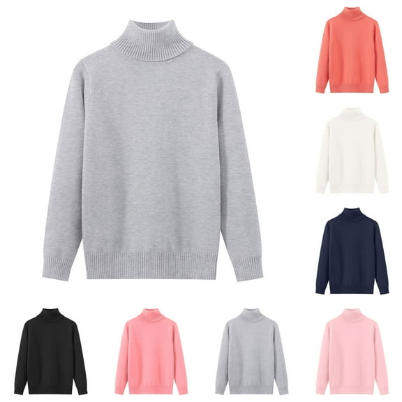 newwalpole Girls Sweater Turtleneck Long Sleeve Knit Shirt Pullover Tops for Kids Watermelon Red for Size 9-11 Years