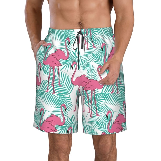 Fotbe Flamingo Trajes de Baño Estampados para Hombre, Shorts de Verano de Secado Rápido, Ropa de Playa, Bañadores-Medium