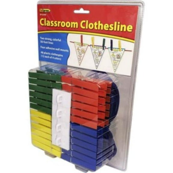 2.30 x 7.70 x 10.80 in. Classroom Strong Clothesline, Multi Color