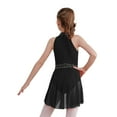 thumbnail image 2 of Lejafay Kids Girls Sleeveless Mock Neck Ice Skating Ballet Latin Dress Shiny Sequins Rhinestones Black 14, 2 of 7