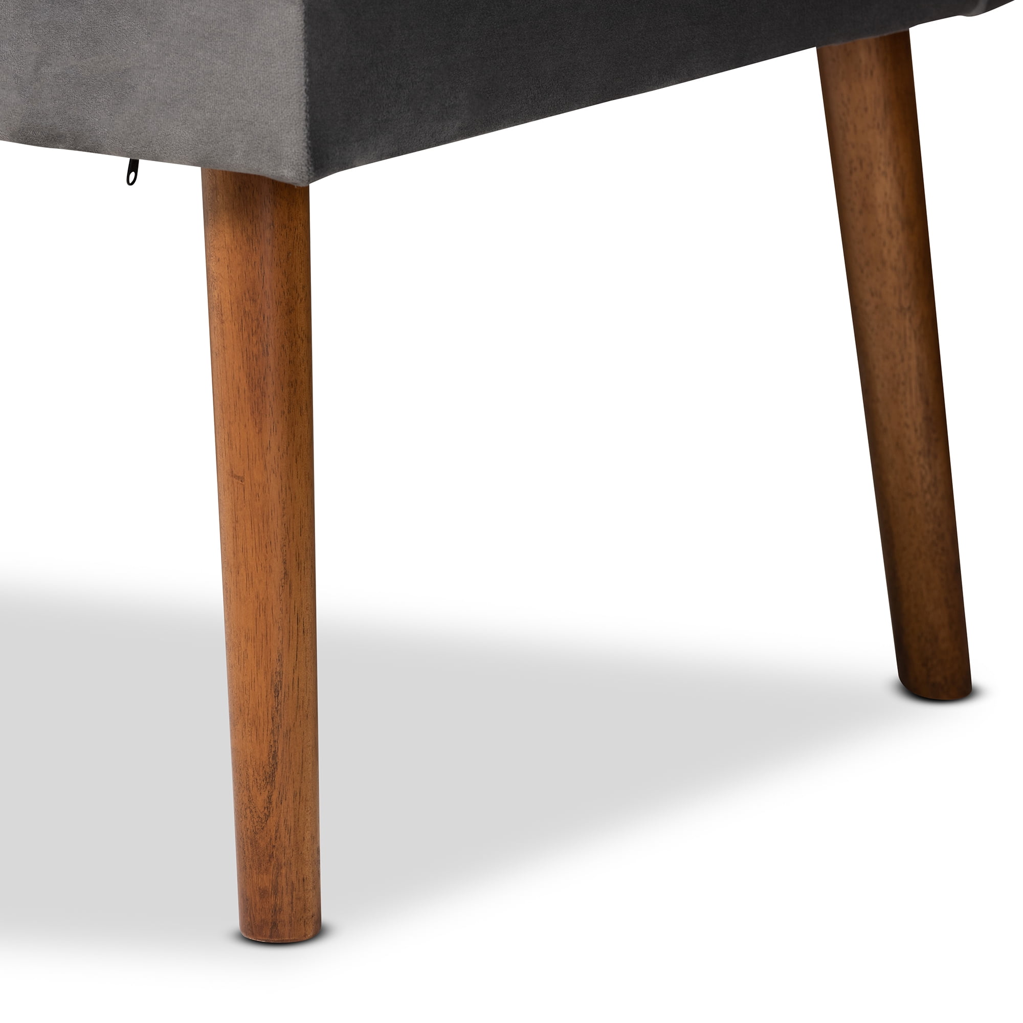 Baxton Studio Alvis Mid-Century Modern Grey Velvet Upholstered and Walnut Brown Finished Wood 3-Piece Dining Nook Set