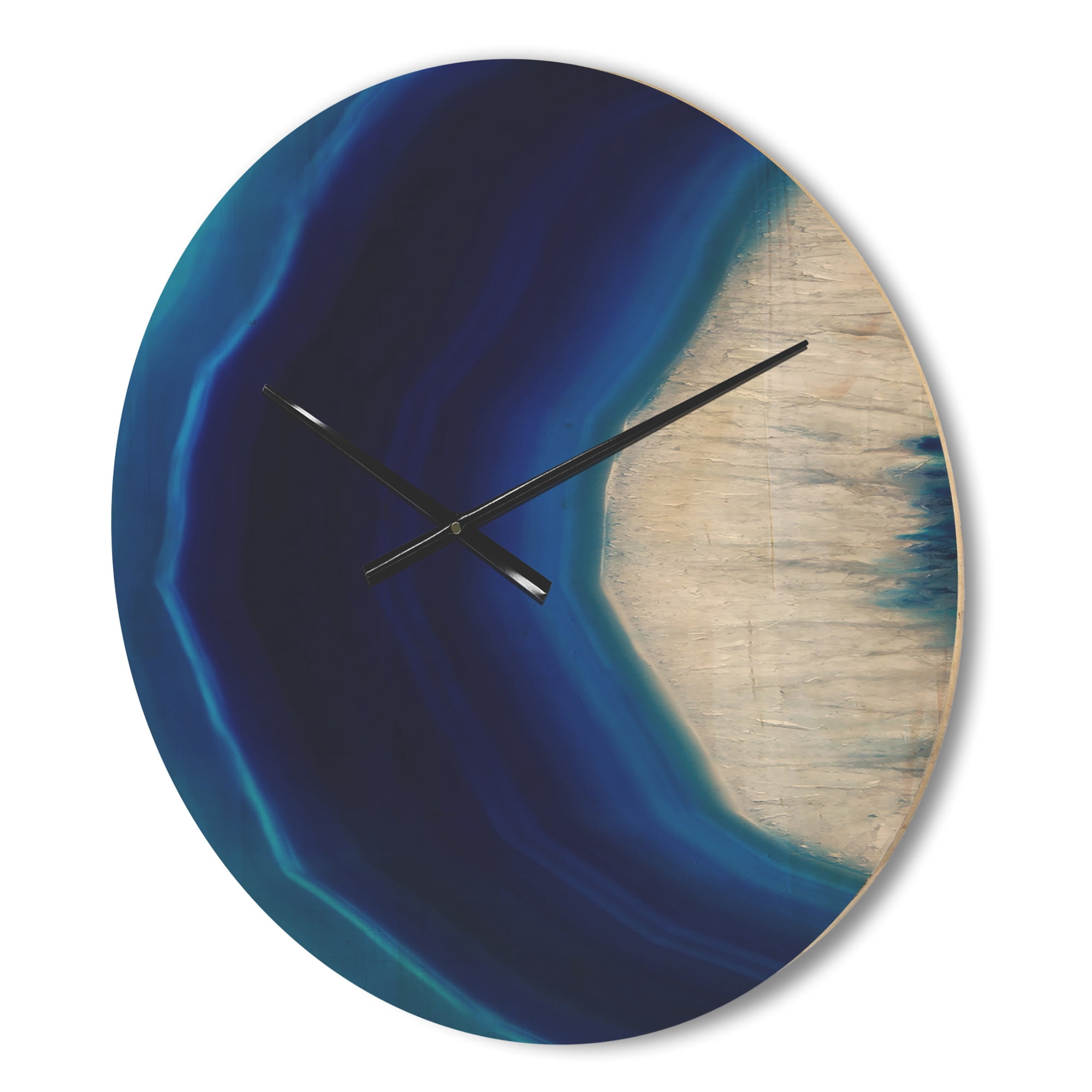 Designart 'Blue and White Agate Crystal II' Modern Wood Wall Clock