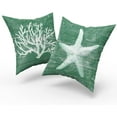 thumbnail image 3 of Coastal Coral Pillow Covers Set of 2, Decorative Summer Beach Ocean Themed Pillow Cases Green Wood Deck Nautical Cotton Square Couch Cushion Cover for Sofa Bed Living Room Cozy Home Decor 16x16 Inch, 3 of 6