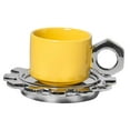 thumbnail image 3 of Ceramic Coffee Mug with Saucer Set, Latte Cup Drinkware, 250 ml Novelty Juice Mug Tea Cup for Office, Home Yellow, 3 of 8