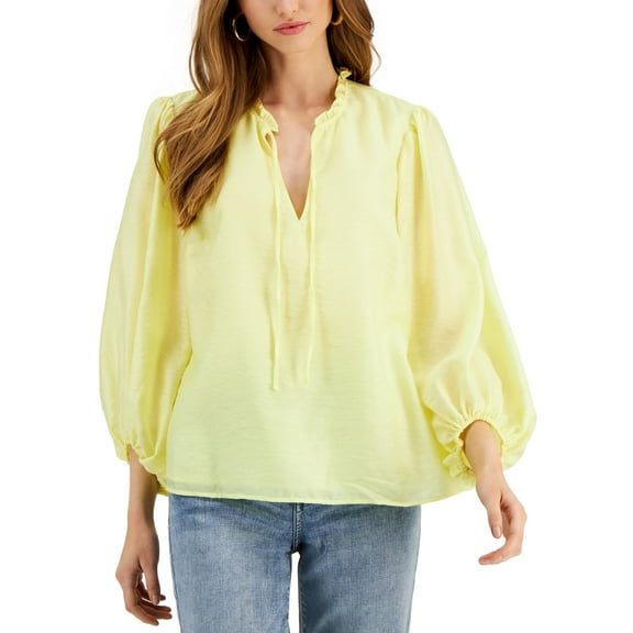 INC International Concepts Volume Sleeve Top Yellow Pear XS
