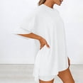 thumbnail image 5 of Hxshgdsn Womens 2 Piece Pajamas Sets Oversized Round Neck Short Sleeve and Shorts Loungewear Soft PJ Set（White/2XL）, 5 of 7