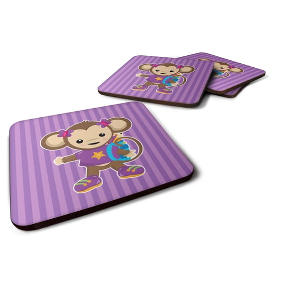 Monkey with Backpack Foam Coaster Set of 4