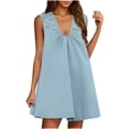 thumbnail image 2 of Blmnix Casual Work Womens Summer Dresses Casual Plain Tank Mini Comfy V-Neck Sleeveless Dresses, 2 of 7