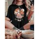 thumbnail image 1 of Women's T Shirts Summer Tops Simple Heart Graphic Shirts Sayings Short Sleeve Vacation Casual Blouse Thankful teeWomen's Casual Crew Neck T-Shirt with Floral Turkey Print, Polyester 95% Spandex 5% K, 1 of 6