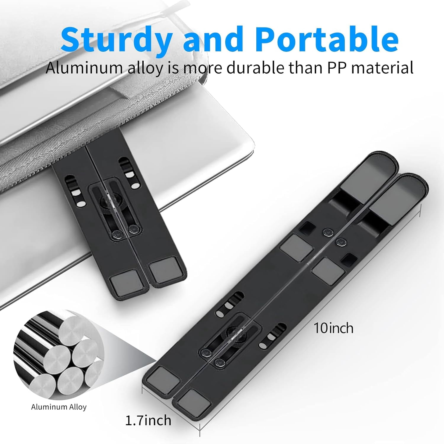 Laptop Stand for Desk, Ergonomic Design Adjustable Aluminum Foldable Portable Computer Stand, Compatible with MacBook Air Pro, HP, Lenovo, Dell, More 10-15.6”Inch and Tablets (Silver)