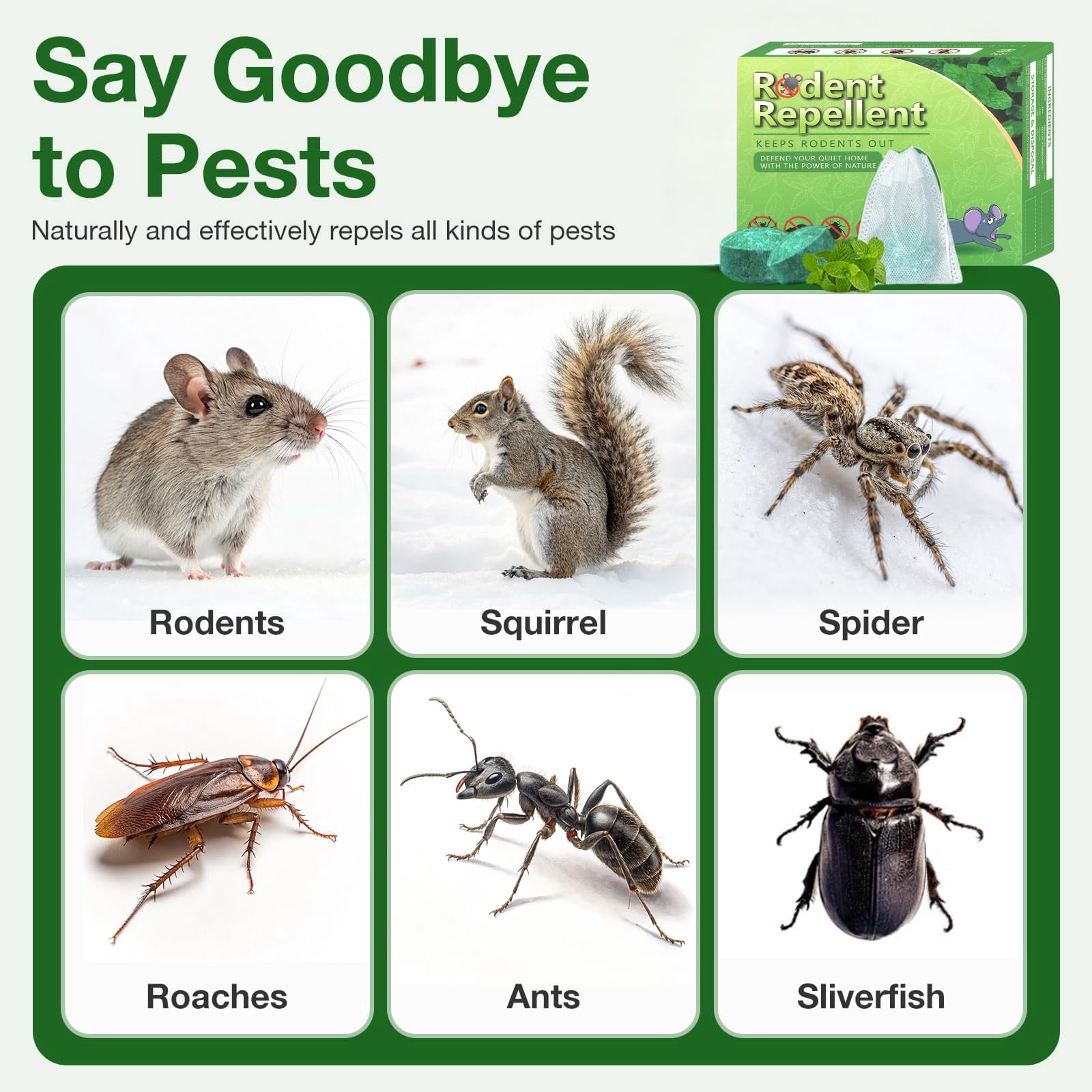 MouseRodentRepellent, 30 Pack Peppermint Oil Mouse Traps for Rat Mice, Ant, Roach, Spider, Squirrel, Nature Mouse Deterrent for Indoor Outdoor Use, for Garden & Home, Family & Pet Safe