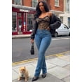 thumbnail image 2 of Moda Xpress Women’s Junior Casual Butt Lifting Mid Rise Med Wash Bootcut Jeans 10892F, 2 of 7