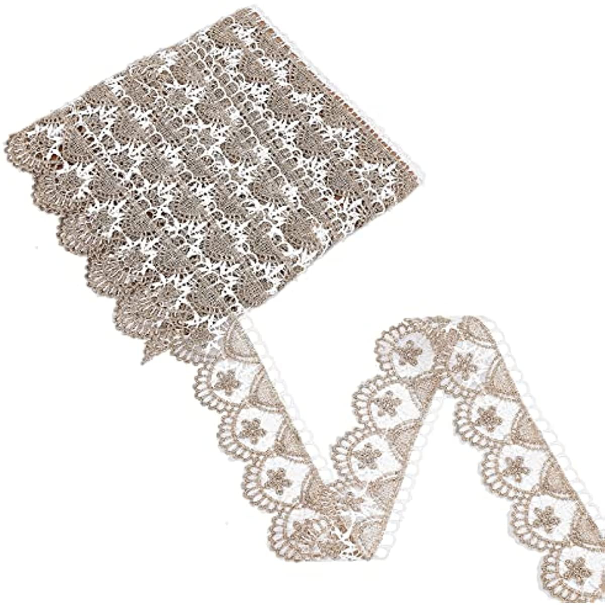 5 Yards White Gold Trim Vintage Lace Trim Ribbon Edge Trim Metallic