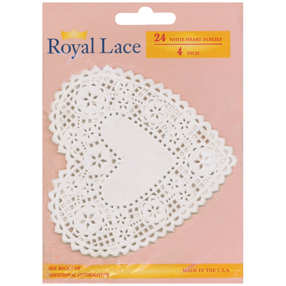 Paper Doilies, 4", Heart, 24Pack, White