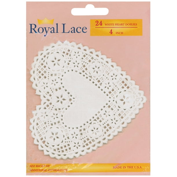 Paper Doilies, 4", Heart, 24Pack, White