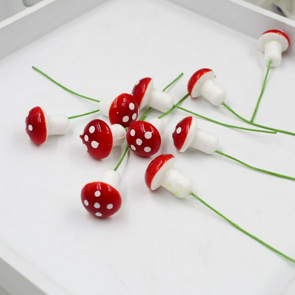 MLINS Red Miniature Mushroom Plant Decor for Garden Landscape Accessories 100 Pcs Plastic Craft Miniatures