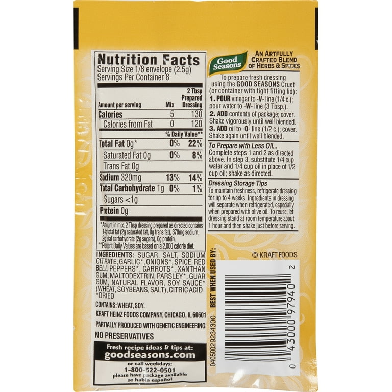 good seasons italian dressing recipe Amazon.com : Good Seasons Italian Dressing & Recipe Seasoning Mix, 4 ct  Packets : Grocery & Gourmet Food