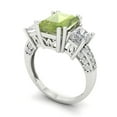 thumbnail image 2 of Three-Stone Engagement Ring for Women - 4.27ct Natural Peridot in 14K White Gold Promise Ring, 2 of 6