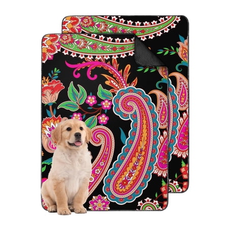 Non-Slip Washable Potty Pads for Dogs 24 x35 Paisley Design Reusable Pee Pads for Crate Lining.
