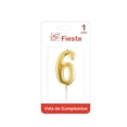 thumbnail image 1 of Vela Cumpleaños Prichos Icasi Color Dorado No. 6, 1 of 2
