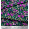 thumbnail image 3 of Soimoi Tissu de Soie Feuilles & Azalée Imprimé Floral par la Cour 42 Pouces de Large, 3 of 3