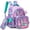 Purple Mermaid, variant on Kids Backpack for School Lightweight Backpacks for Girls with Lunch Bag Pencil Case for Elementary Students Ages 8-10