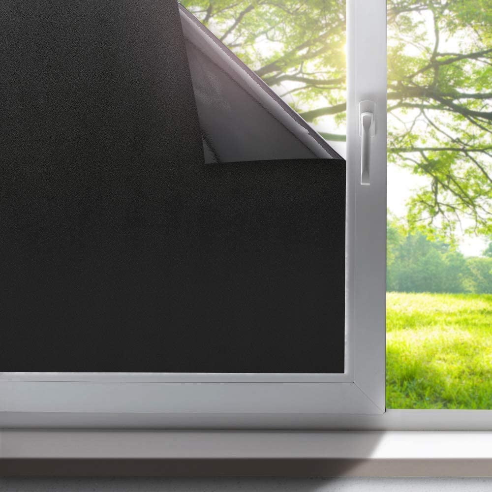 High Privacy Window Film Blackout Frosted Window Stickers Anti UV Black