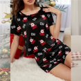 thumbnail image 4 of Conjunto de pijama con estampado de Navidad para mujer, pantalones cortos de verano, ropa de dormir de ocio, pijama bonito estampado, traje para casa, 2023, 4 of 4