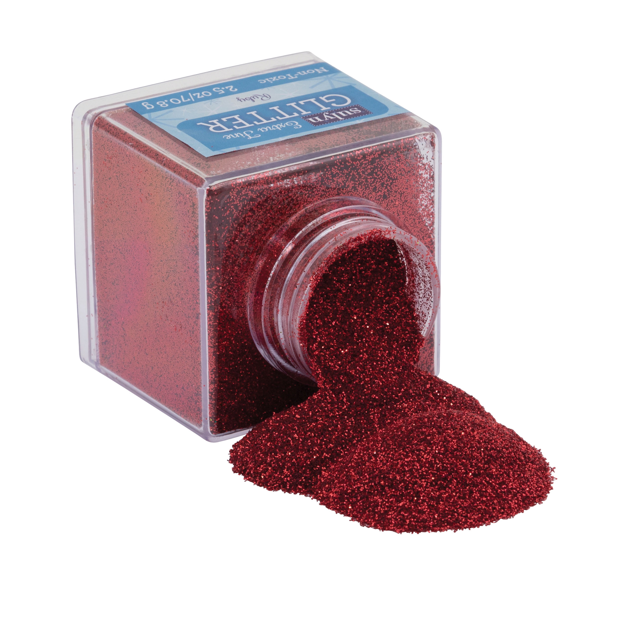 Extra fine glitter 2 oz/56 g Ruby color non-toxic. Shaker bottle or pour
