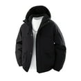 thumbnail image 2 of Sookity Mens Big and Tall Hooded Jacket Fleece Lined Bomber Jacket Mens Solid Drawstring Hooded Jacket Men's Fashion Casual Jackets with Pockets casaca de cuero para hombre Black,M, 2 of 8
