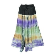 Mogul Womens Maxi Fashionable Tie Dye Colorful Rayon Skirt