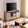 thumbnail image 3 of ARKANTOS Tall TV Stand for TVs up to 65", Wave Pattern Media Console with Storage, Light Gray Oak, 3 of 11