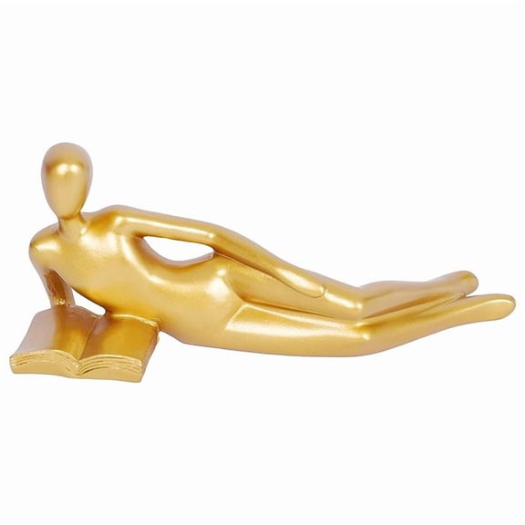 Gold Decor Reading Statue Home Decorations Gold Accent Home Decor for Living Room Resin Abstract Reading Figurines B