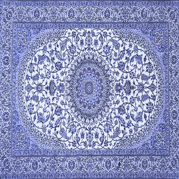 Ahgly Company Indoor Square Medallion Blue Traditional Area Rugs, 8' Square