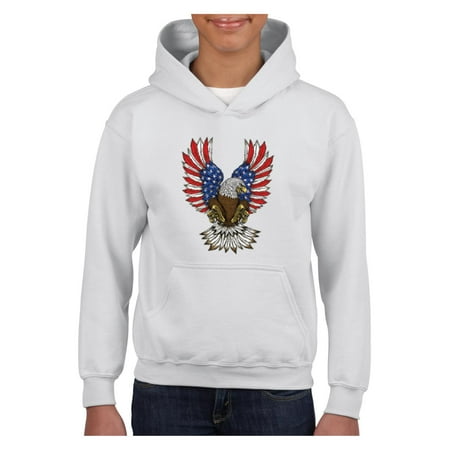 American Eagle American Flag Unisex Hoodie For Girls and Boys Youth Sweatshirt