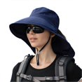 thumbnail image 1 of Women's Sun Hat with Neck Flap, Wide Brim, UV Protection, with Ponytail Hole, Chin Strap for Summer, Mountaineering, Cycling, 1 of 4