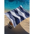 thumbnail image 2 of Sun Shade Sail 8'x10' Navy Blue Water Waves Rectangle Sun Shade Sails Canopy Waterproof Ombre Abstract Strips Outdoor Sunshades Sand UV Block Cover Shades Cloth for Patio Backyard Garden Deck Porch, 2 of 9