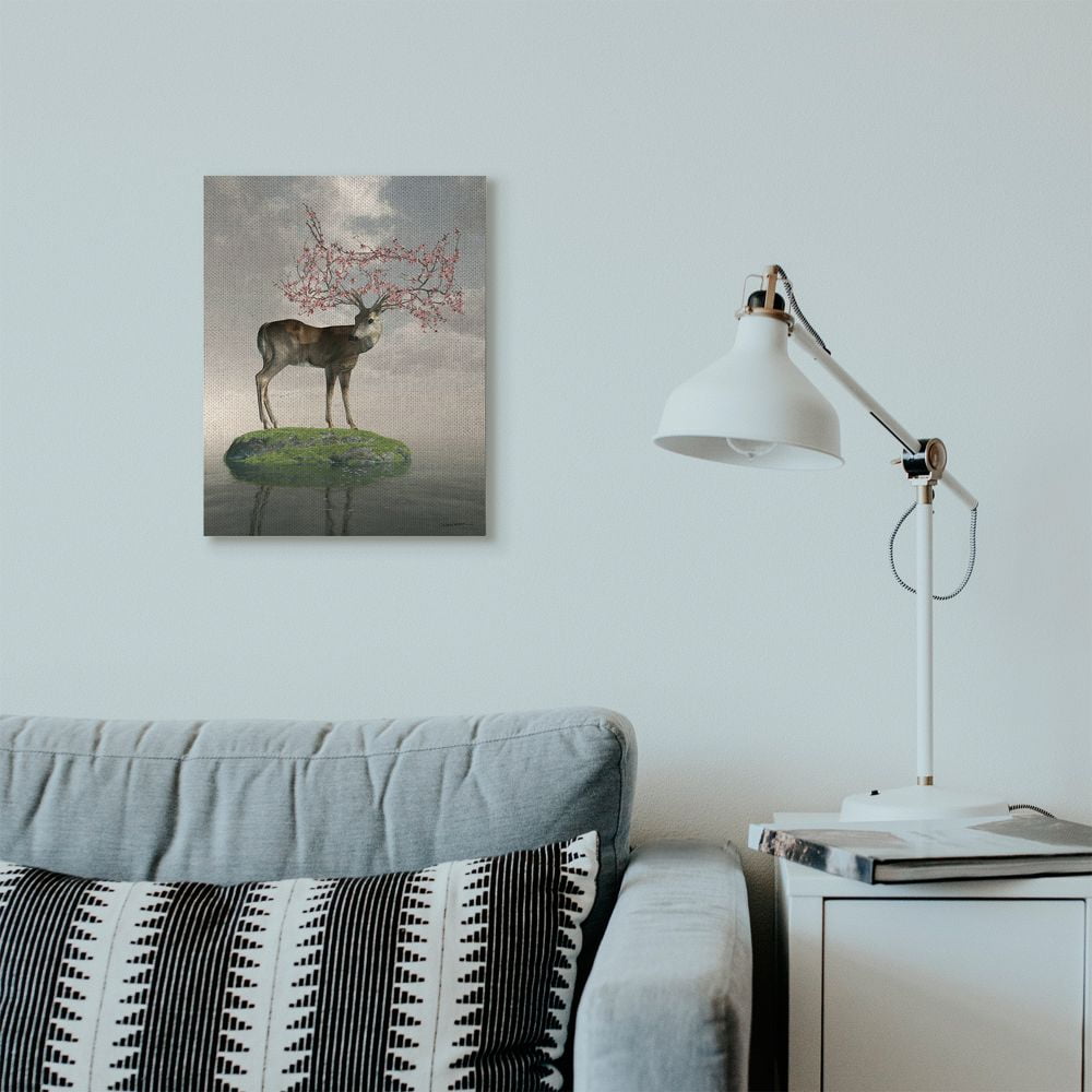 Stupell Industries Deer Tree Island Abstract Animal Design Canvas Wall Art by Cynthia Decker