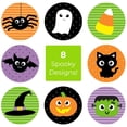 thumbnail image 3 of Pegatinas redondas de Halloween, etiquetas de regalo, 500 Uds., calabaza, bruja, lindo fantasma, araña, decoración de fiesta, 3 of 5