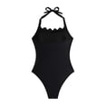thumbnail image 4 of Guluxicc Women One Piece Tummy Control Swimsuit Halter Scallop Trim Bathing Suits 1 Piece Vintage Ruched Slimming Swimwear, 4 of 6