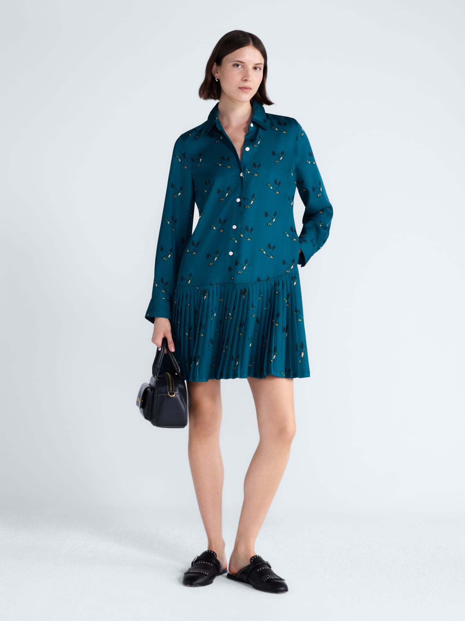 Free Assembly Women's and Women's Plus Striped Drop Waist Shirtdress with Long Sleeves, Sizes XS-4X