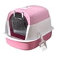 thumbnail image 5 of Caja de arena para gatos con capucha, bandeja de arena para gatos con capucha, inodoro para gatos completamente cerrado, orinal portátil y desmontable rosa, 5 of 10