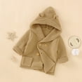 thumbnail image 6 of Verugu Toddler Baby Girls Boys Winter Coat Thicken Warm Jackets Baby Hooded Snow Outwear Coat Kids Solid Color Ears Hooded Knitted Tops Warm Coat Brown, 6-12 Months, 6 of 7